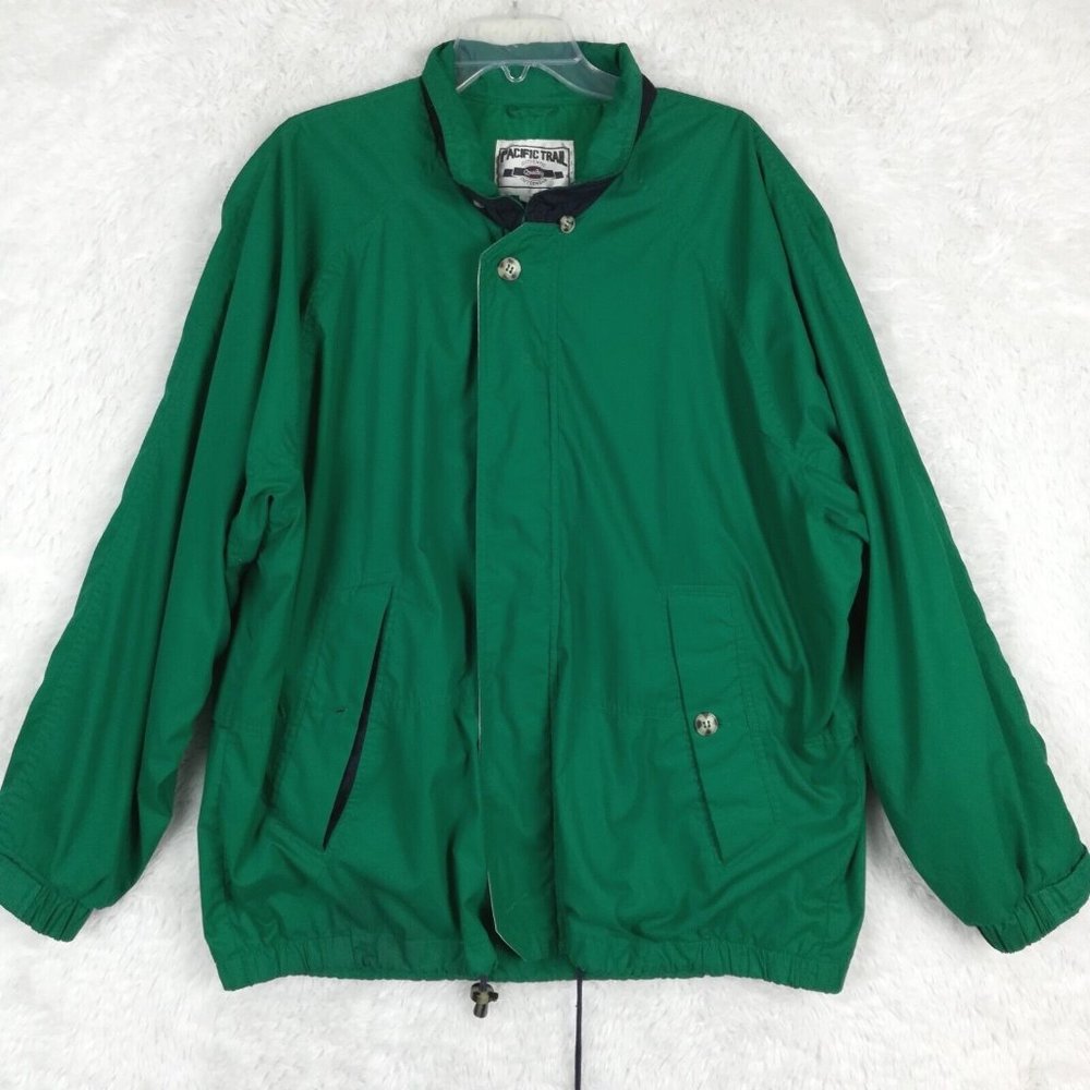 Pacific Trail Mens Jacket Green Full‎ Zip Pockets Lightweight Collared Large